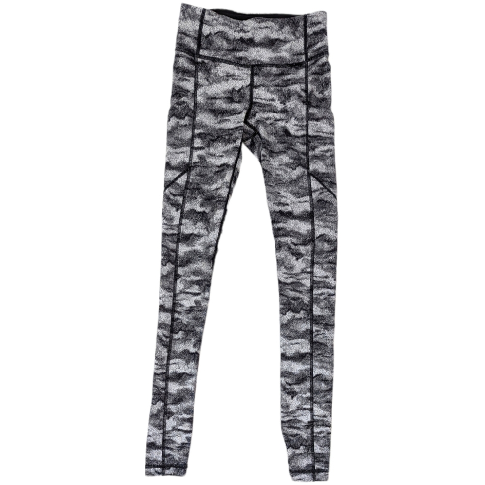 Lululemon Leggings Speed Tight Power Luxtreme Womens 2 Black White Full Length - Picture 2 of 14